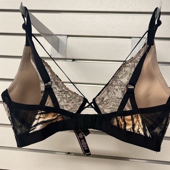 Victorias Secret RARE SEXY‎ Strappy Push Up Bra Tiger Animal Mesh Lace 34 DD - Picture 4 of 5